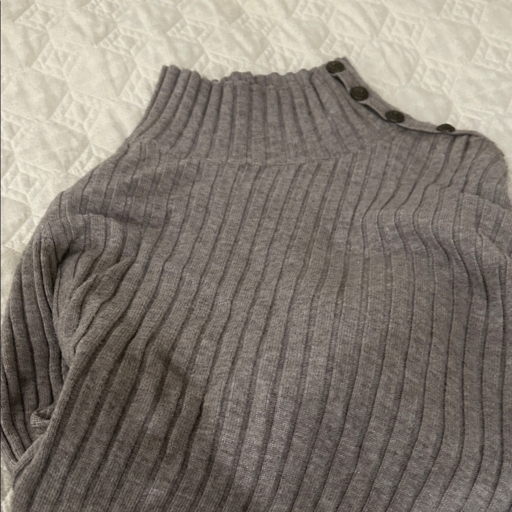 Endless Rose Charcoal Ribbed Turtleneck Sweater
